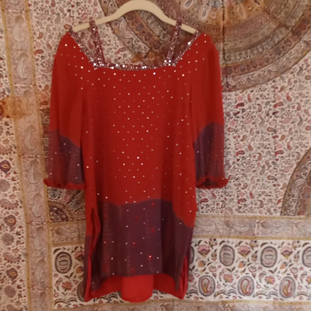 Rust And Purple Tye Dyed Tunic  M - Picture 3 of 9